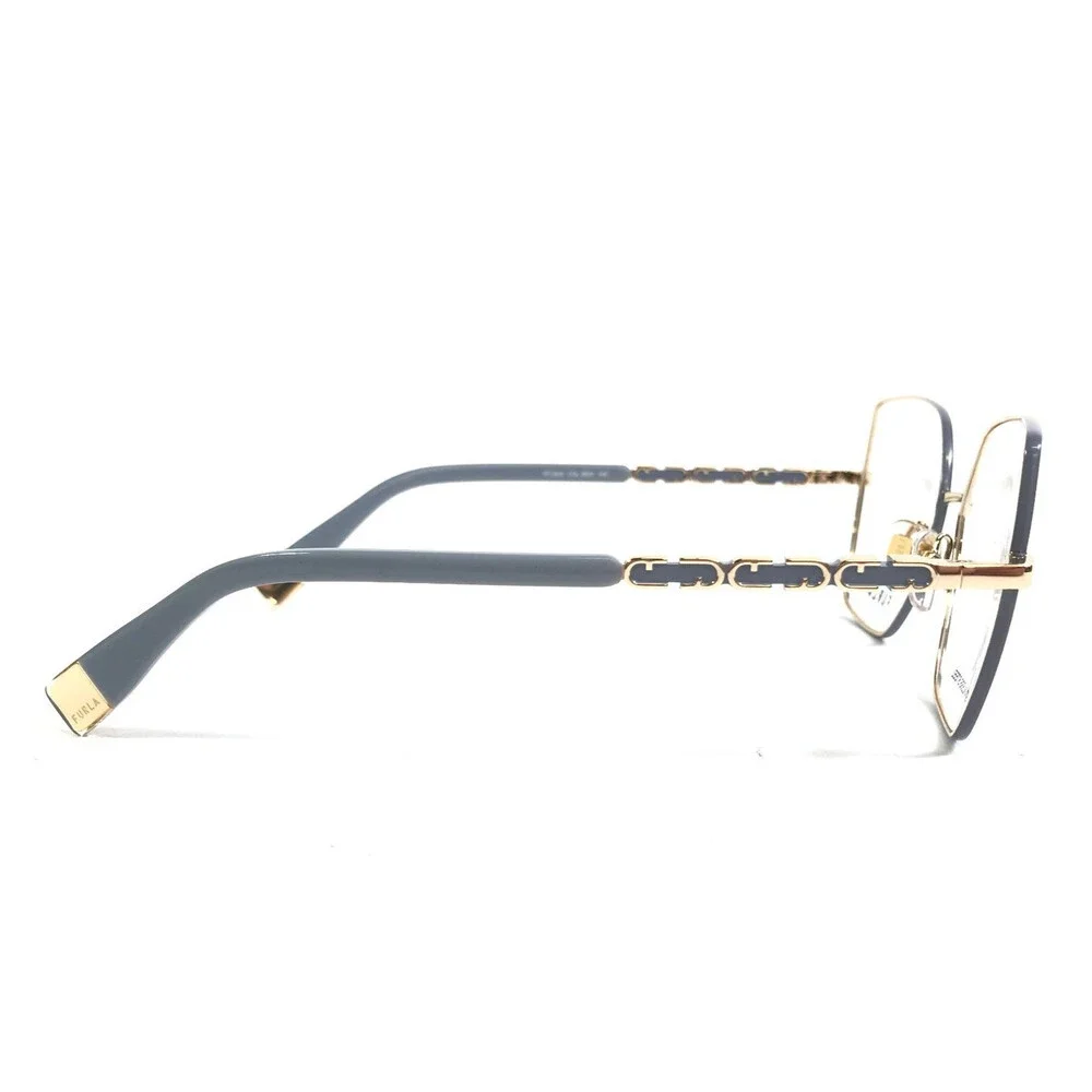 Furla Eyeglasses Frames VFU835 COL.0E91 Blue Gold Butterfly Wire Rim 54-16-140